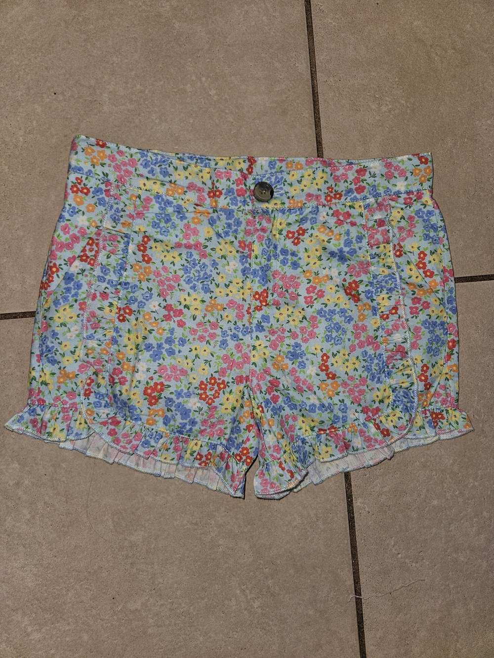 Ruffle Butts Floral Ruffle Hem Shorts - Light Blue, Pink, Yellow, Green